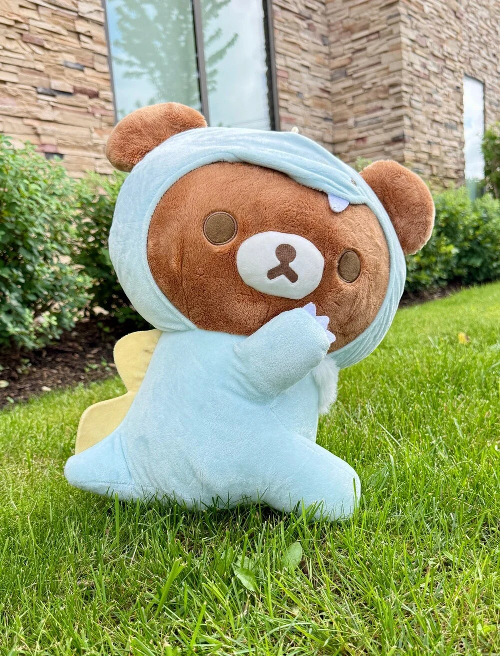 San-X Rilakkuma Chairoikoguma Blue Dino 16” Plush Round1 Exclusive NWT